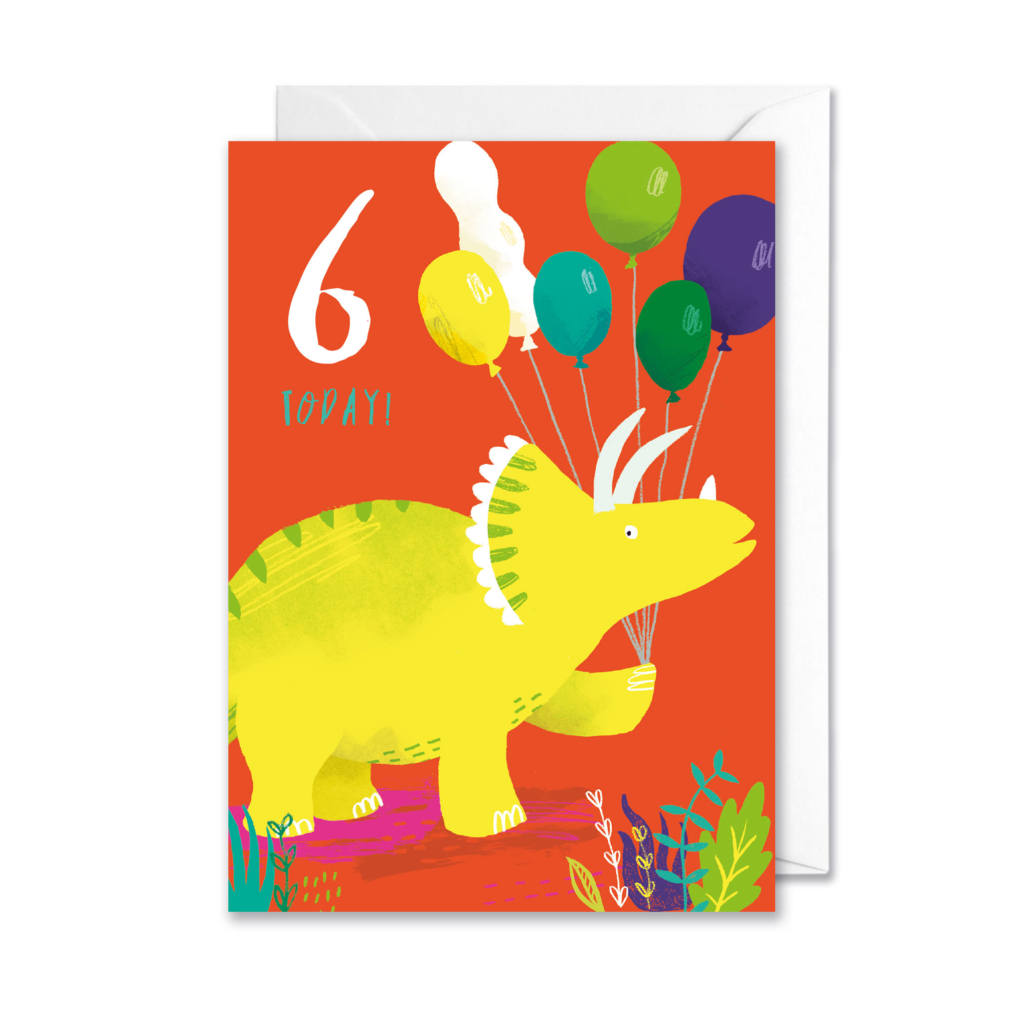 Dinosaur age 6 greetings card design