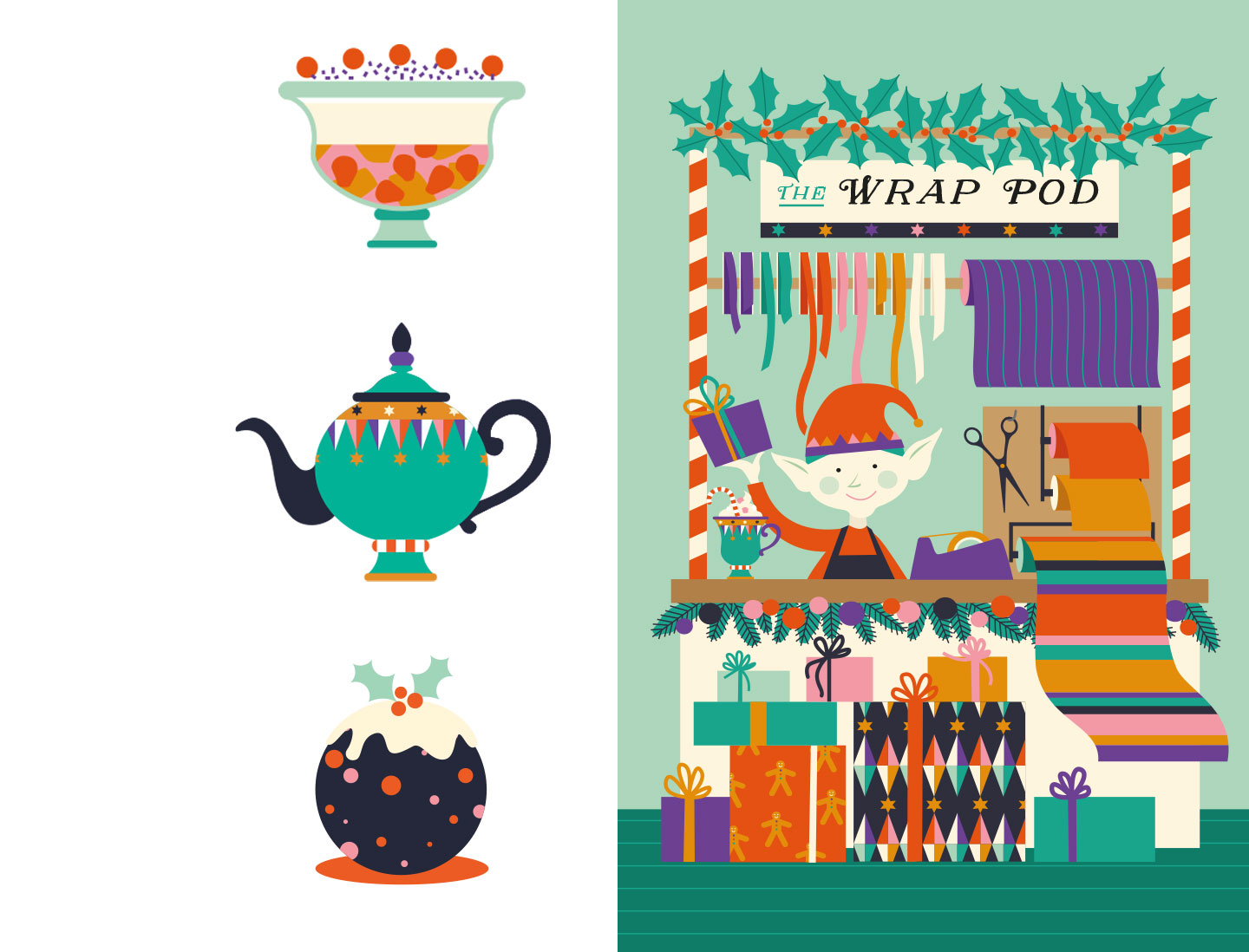 Illustration of the Elf's Wrapping Paper station