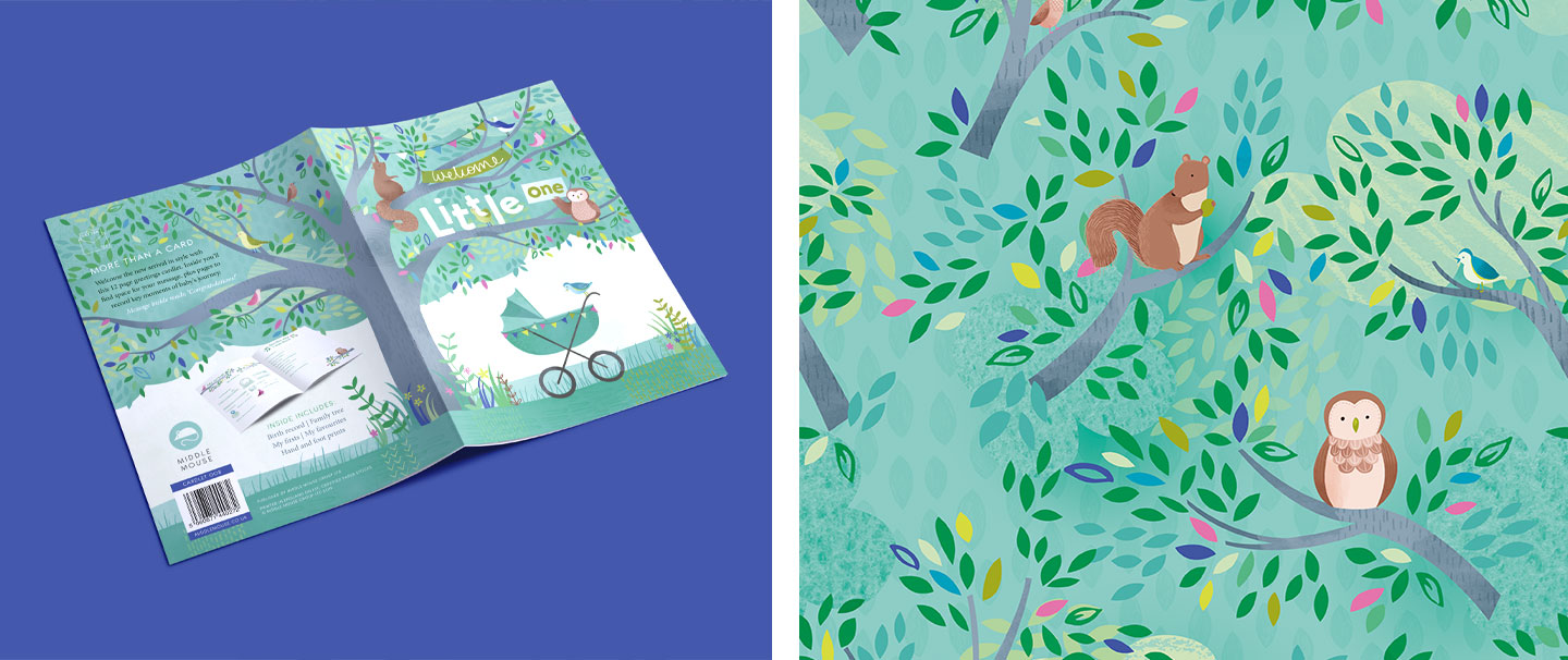 Forest Friends Cardlet with giftwrap design