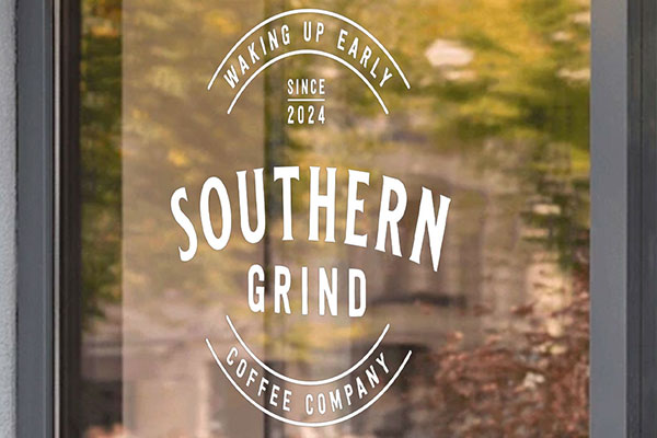 Southern Grind Logo on a window