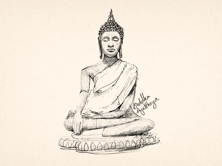 Sketch illustration of Buddha