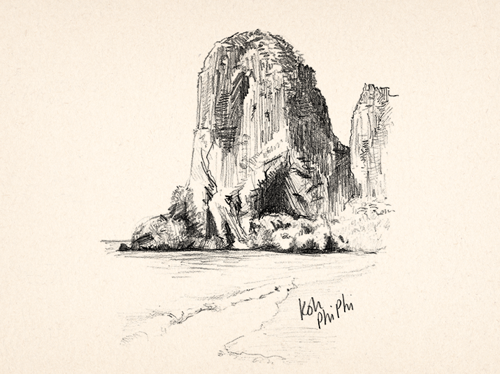 Sketch illustration of Koh-Phi-Phi